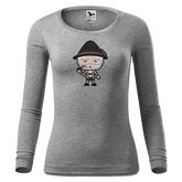 Da Oid Sinzer Grundfiguren Longsleeve Fitted Damen Grau Meliert Hoegering Front